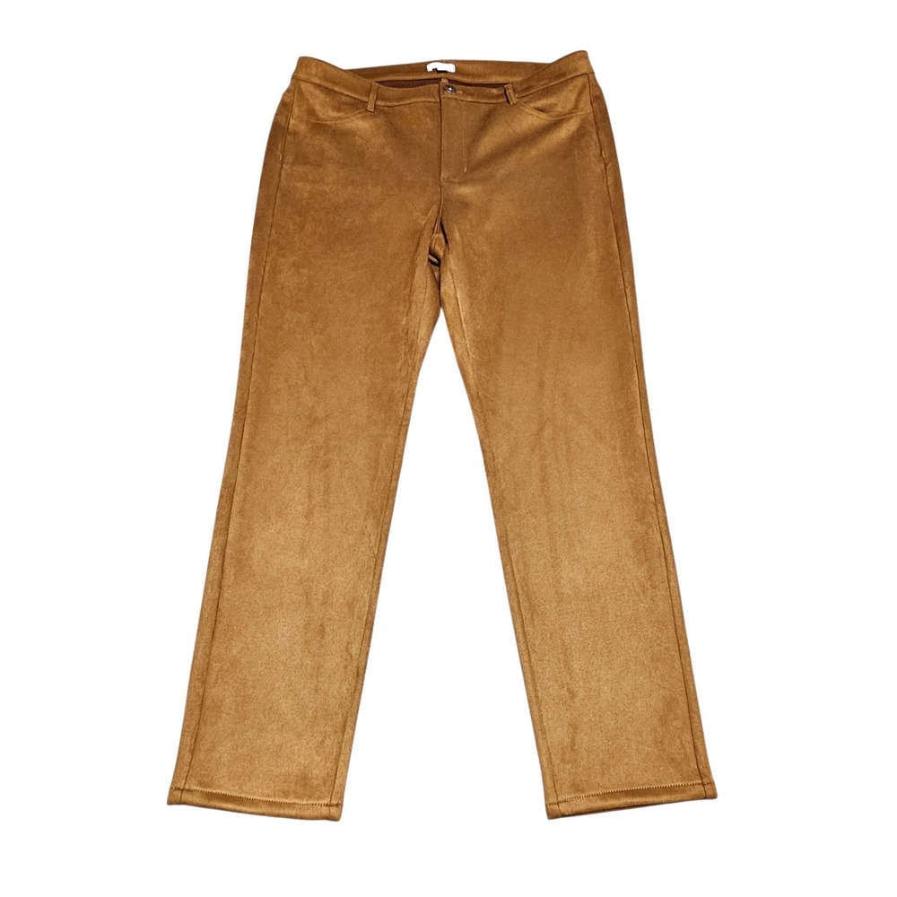 J. JILL Pants Size 14 Taylor Luxe Faux Suede Ankle Chestnut Brown Soft Stretch